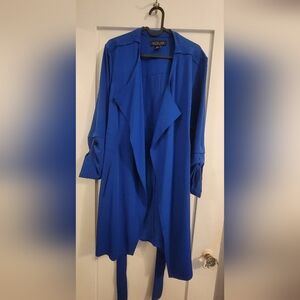 Rachel Zoe blue kobalt trench coat rap size XL